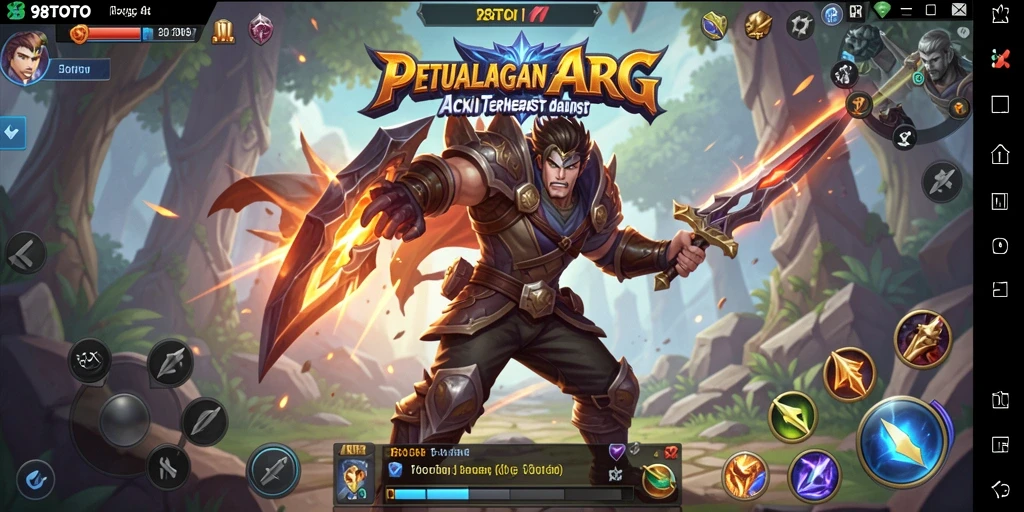Tampilan permainan ARPG 98TOTO yang epik dan menegangkan.