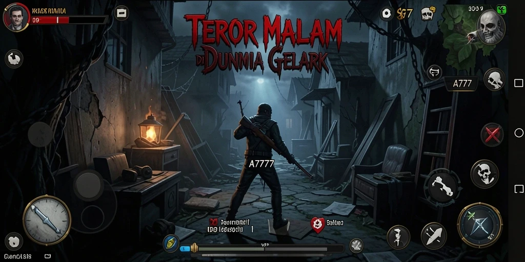 Tangkapan layar gameplay menakutkan dari A7777 yang memperlihatkan suasana mencekam.