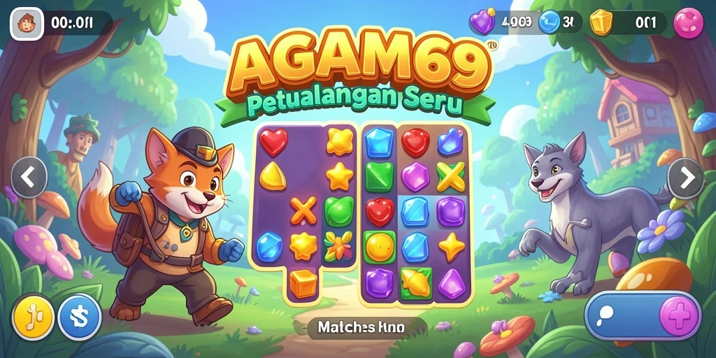 Screenshot gameplay AGAM69 menampilkan keseruan mencocokkan permata.