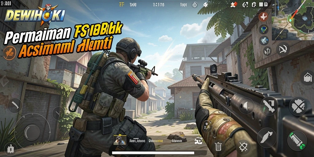 Tampilan gameplay seru dalam DEWIHOKI dengan aksi FPS yang mendebarkan.