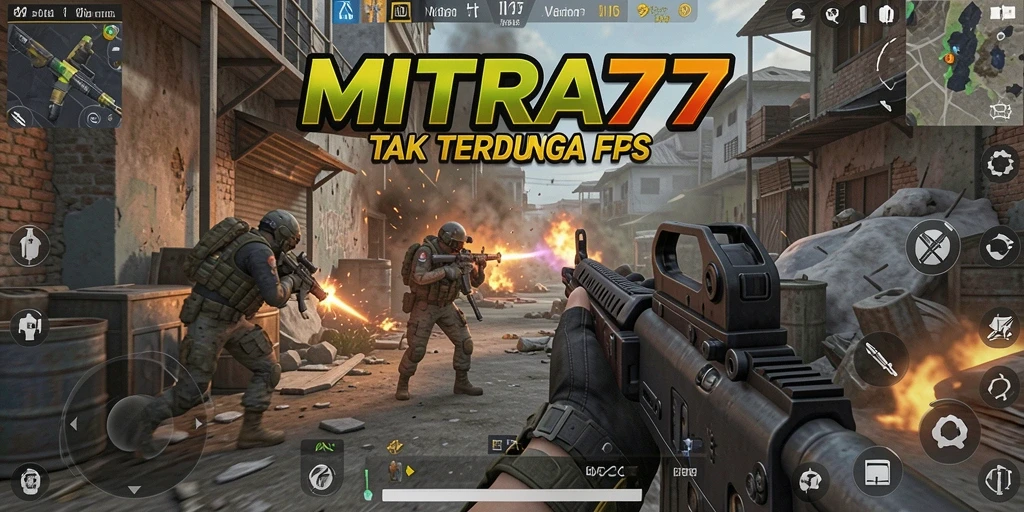 Screenshot gameplay menampilkan aksi intens dalam MITRA77.