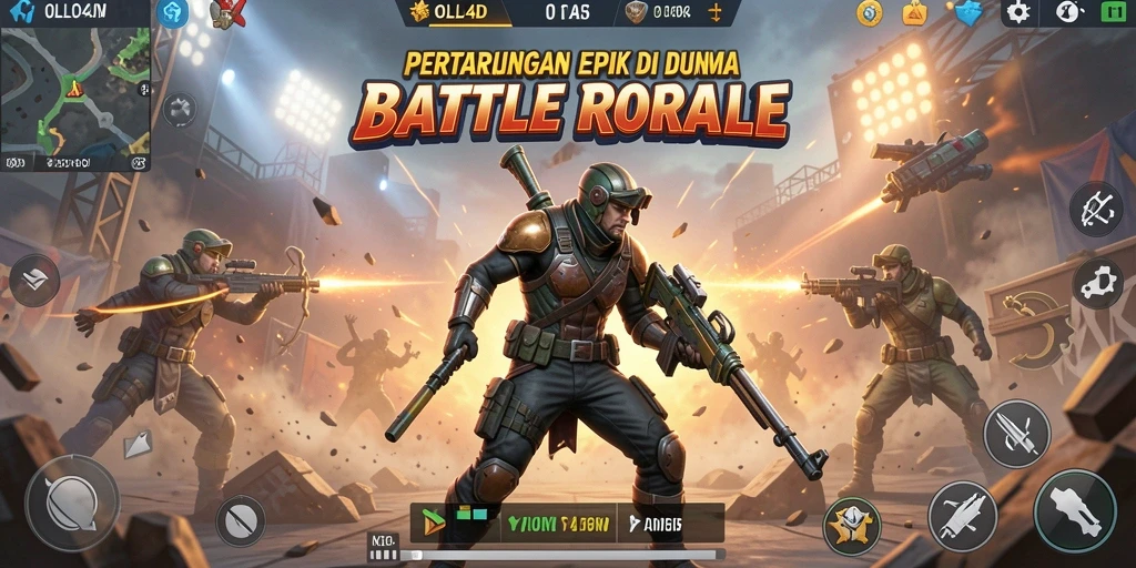 Gameplay OLLO4D yang mendebarkan dalam mode Battle Royale.
