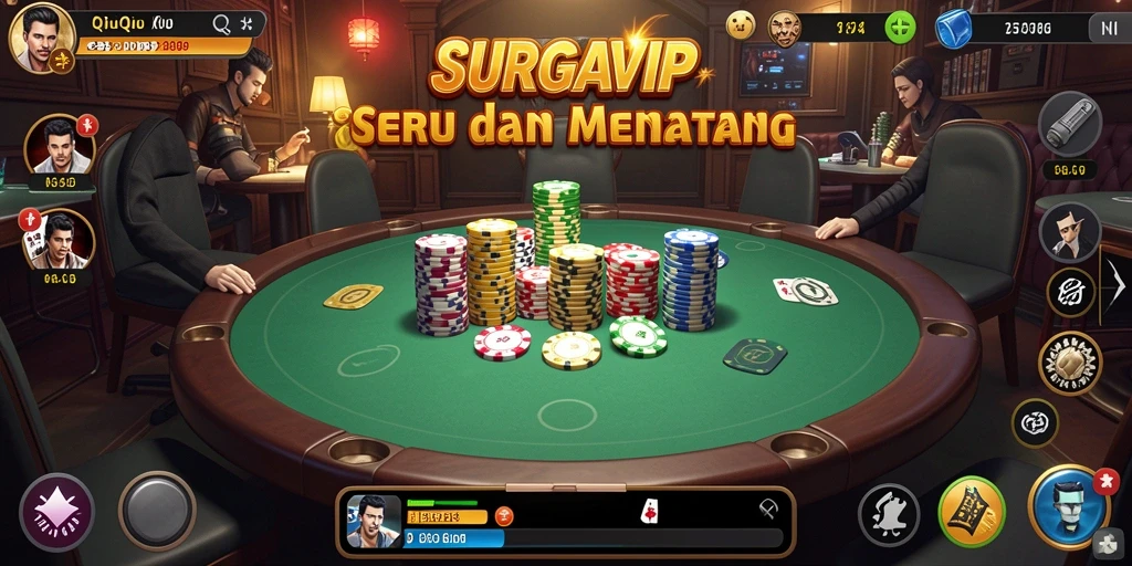 Tangkapan layar utama SURGAVIP dengan gameplay QiuQiu yang seru.