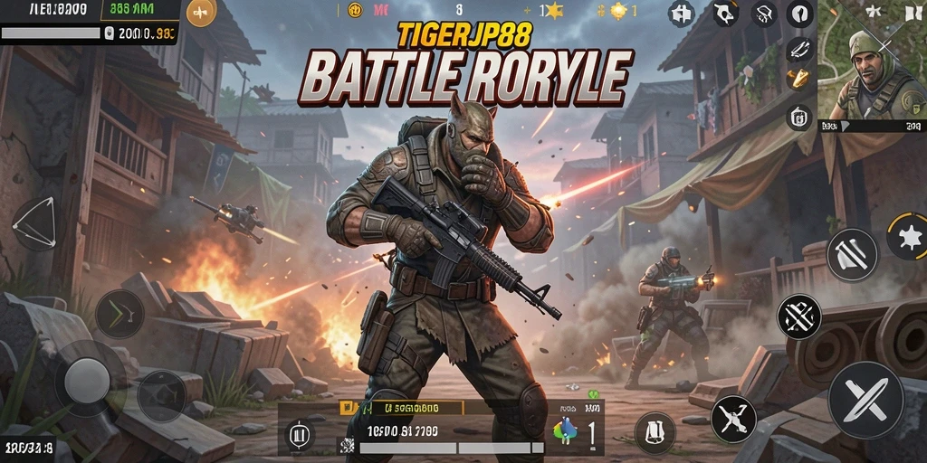 Tampilan menunjukkan aksi seru dalam pertarungan Battle Royale.